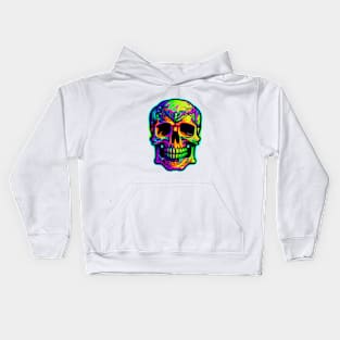 Colorful melting Skull head design #4 Kids Hoodie